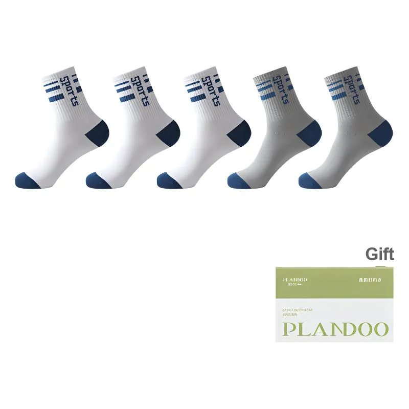 PLANDOO Mid Calf Socks Men's Shopping Bag 5 Pack-32