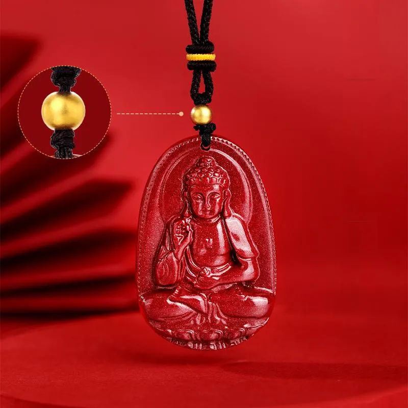 JINLIUFUJIXIANG Reconstructed Cinnabar Necklaces Unisex-12