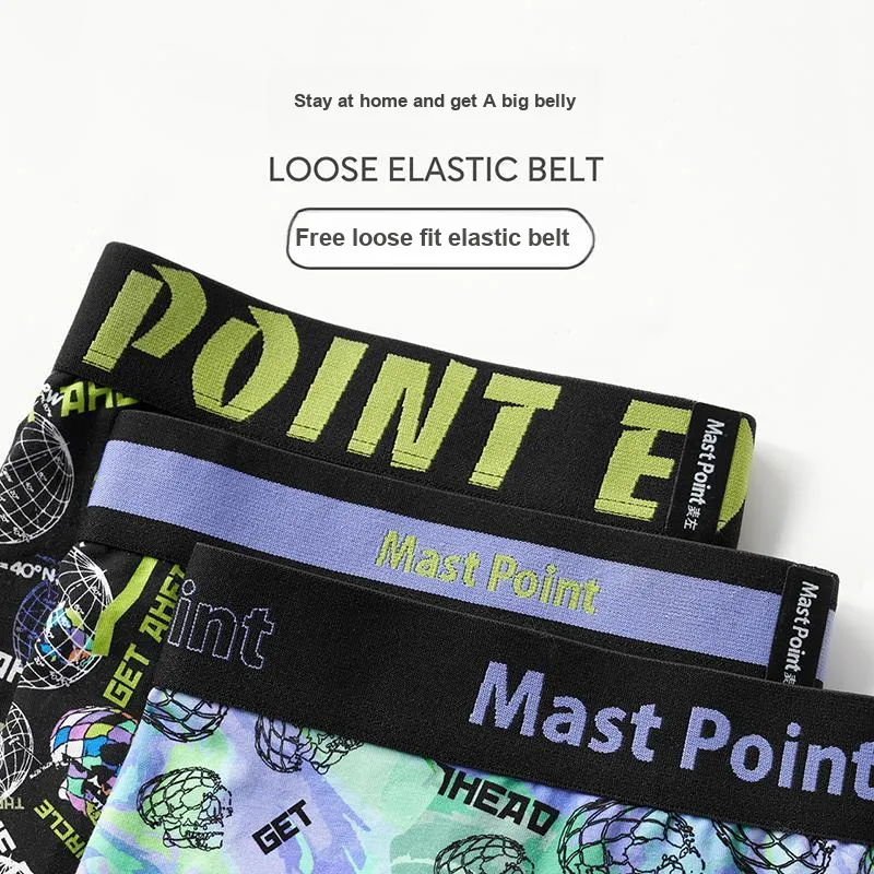 Mast Point Underpants Men's Print Boxer Seamless Belt Antibacterial Underpants Combo Set Multicolor-3