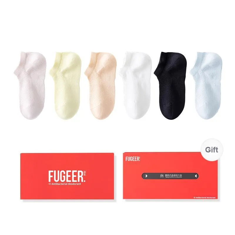 FUGEER No-Show Socks Women's Gift Box Of 6 Doubles-12