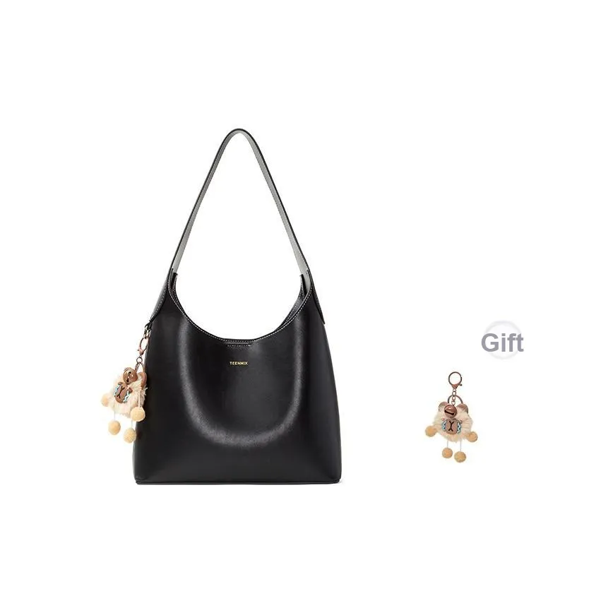 teenmix Сумка-хобо из коровьей кожи с синтетической кожей сумка через плечо сумка тоут большая женская кофейного черного цвета