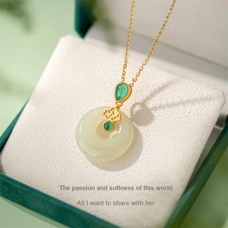 QLADY Chalcedony 20mm Elegant Peaceful Buckle Necklace Women's-3