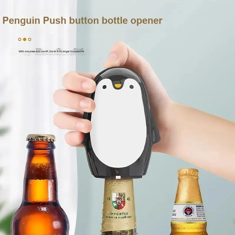 Evening Tang Penguin Push Button Bottle Opener Cartoon Portable Beer Bottle Opener Creative Multifunction-1