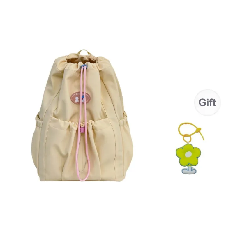 URBAN FOREST Nylon Backpack Unisex Ecru/Black/Yellow/Light Green/Pink-7