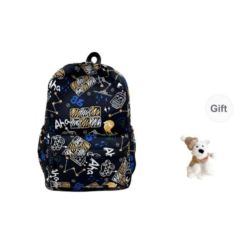 Yalu Nylon Fabric Backpack Unisex White/Sky Blue/Lake Blue-12