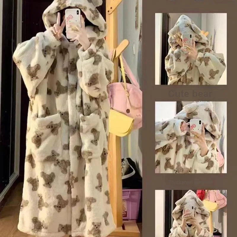 XIAFENYAN Sleep Robe Women's Shopping Bag Apricot-1