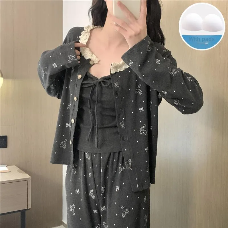 Sleeping Beauty Pajama Set Women's Dark Gray-2