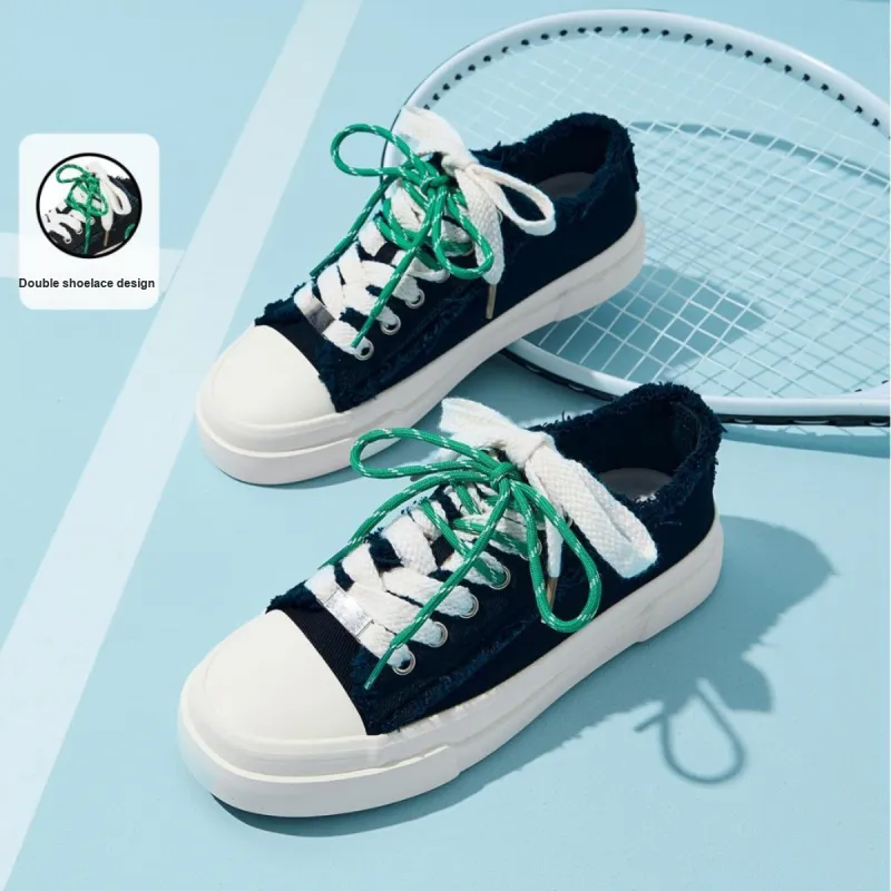 Hotwind Canvas Shoes Height Increasing Abrasion Resistant Low Top Skateboard Shoes Men's-1