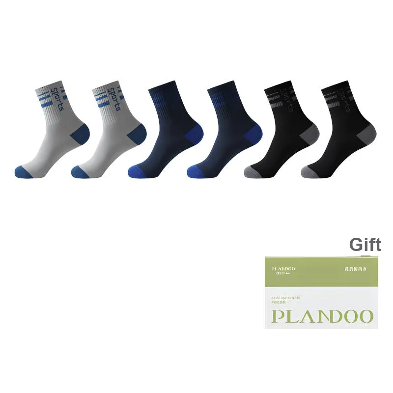 PLANDOO Mid Calf Socks Men's Shopping Bag 6 Pack-12