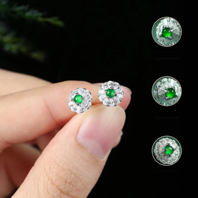 PEARL QUEEN Glutinous Jade Stud Earrings Women's-2