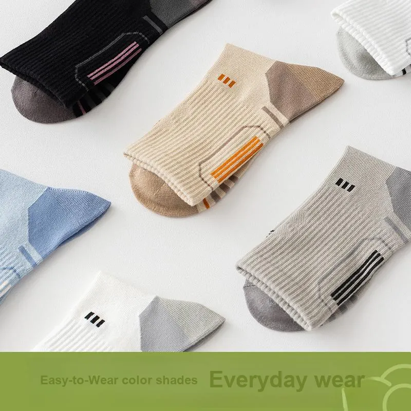 H YXIANG Mid Calf Socks Men's 5 Pack-11