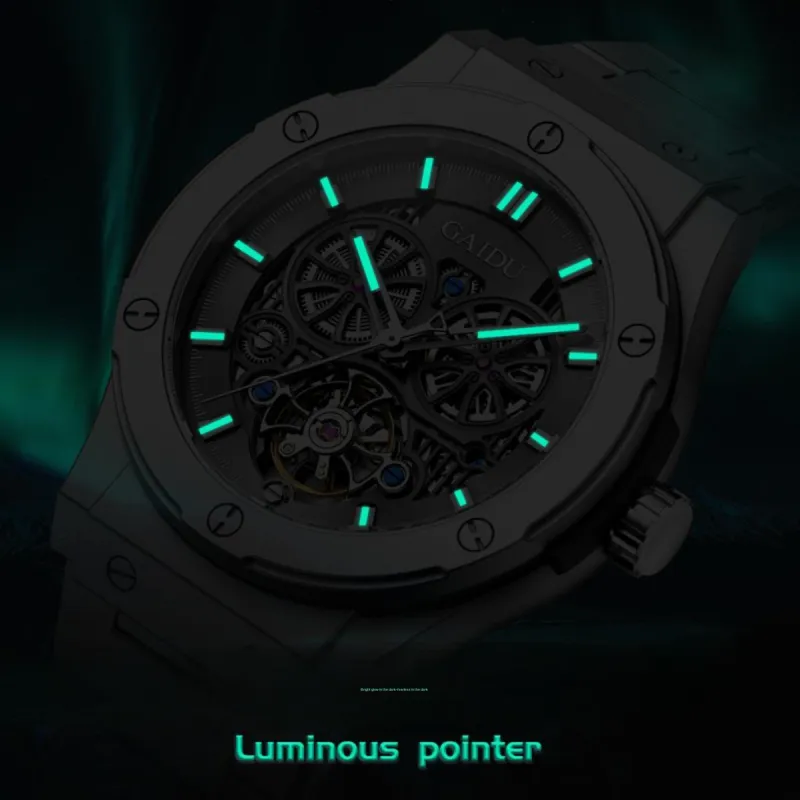 GAIDU Explorer Collection Automatic Mechanical Movement Steel Strap Watch Men's Watches Black Dial-1