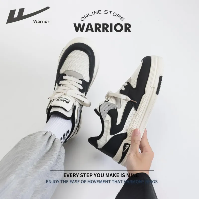 Warrior Low Top Skateboard Shoes Unisex Black White-9