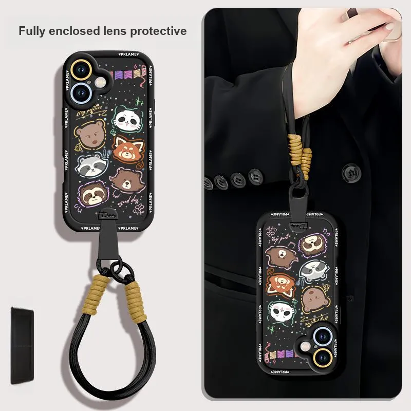 Sen Dog Silicone Material Cartoon With Lanyard Crossbody Phone Cases Compatible With Apple 16 Pro Max/Pro/Plus/15/14/13-1