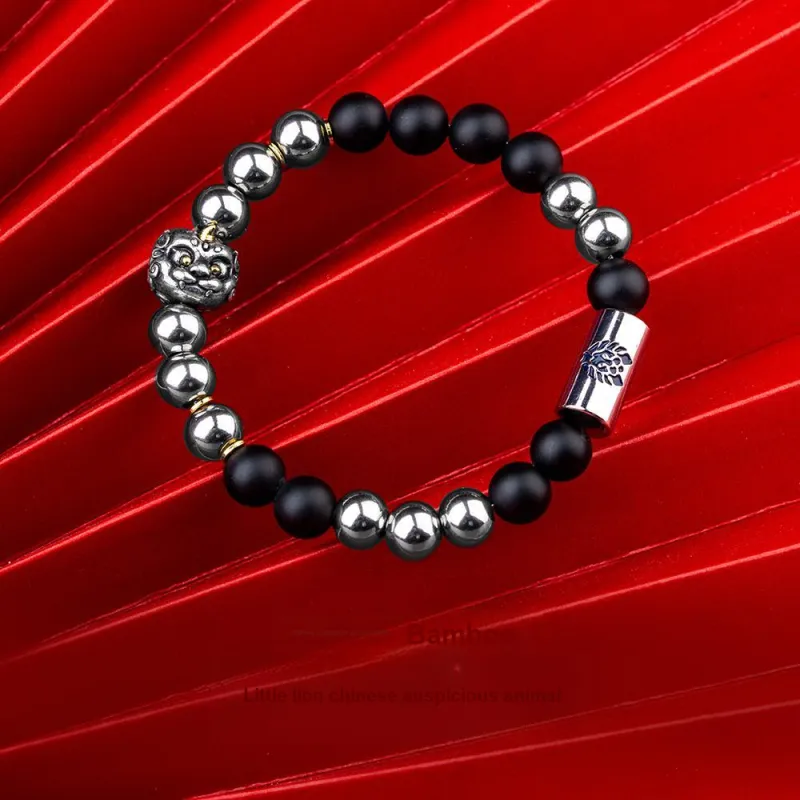 Rastaclat Agate Small Lion Chinese Style Beaded Bracelet Unisex-4
