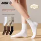 Women's Crew Socks 5 Pack Shopping Bag (2 White, 2 Black, 1 Milk White)