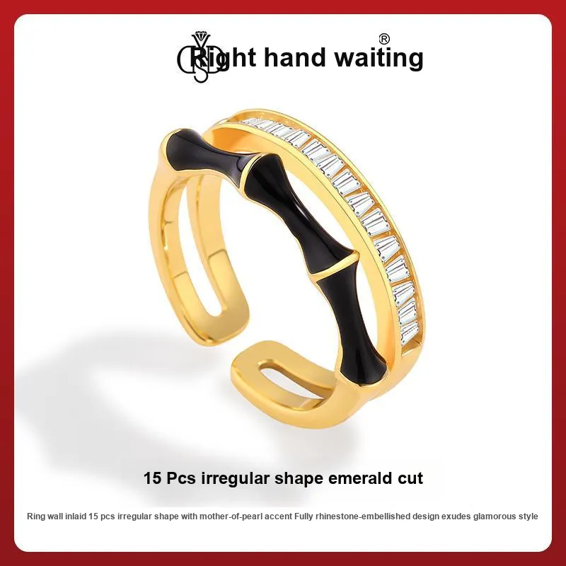 Right Hand Waiting S925 Silver Bamboo Melody Ring Unisex-3