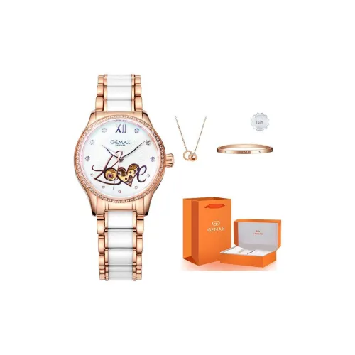 GEMAX Наручные часы Автоматический Механический Механизм Керамика Ремешок Часы Женские Белый Циферблат