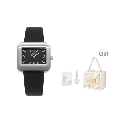 MISHALI Кварцевый механизм ремень из натуральной кожи женские часы черный циферблат