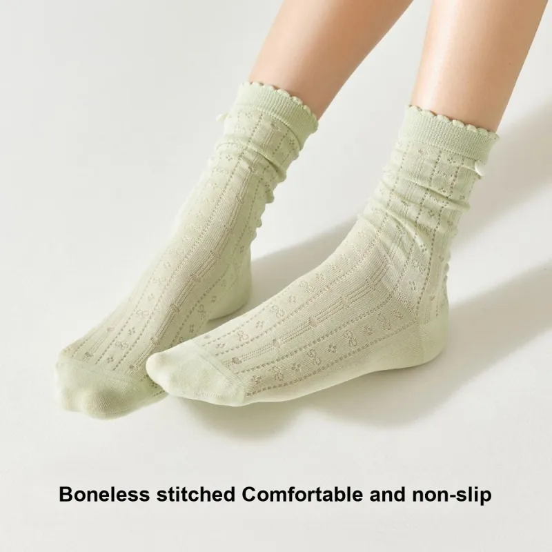 Temooues Mid Calf Socks Women's Combo Set-4
