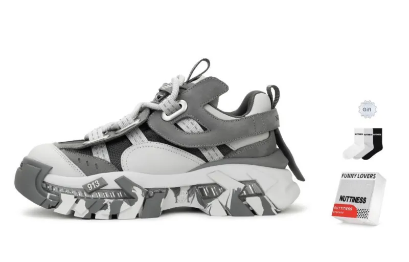 NUTTINESS Ruins Collection Abrasion Resistant Breathable Height Increasing Low Top Chunky Sneakers Unisex-26