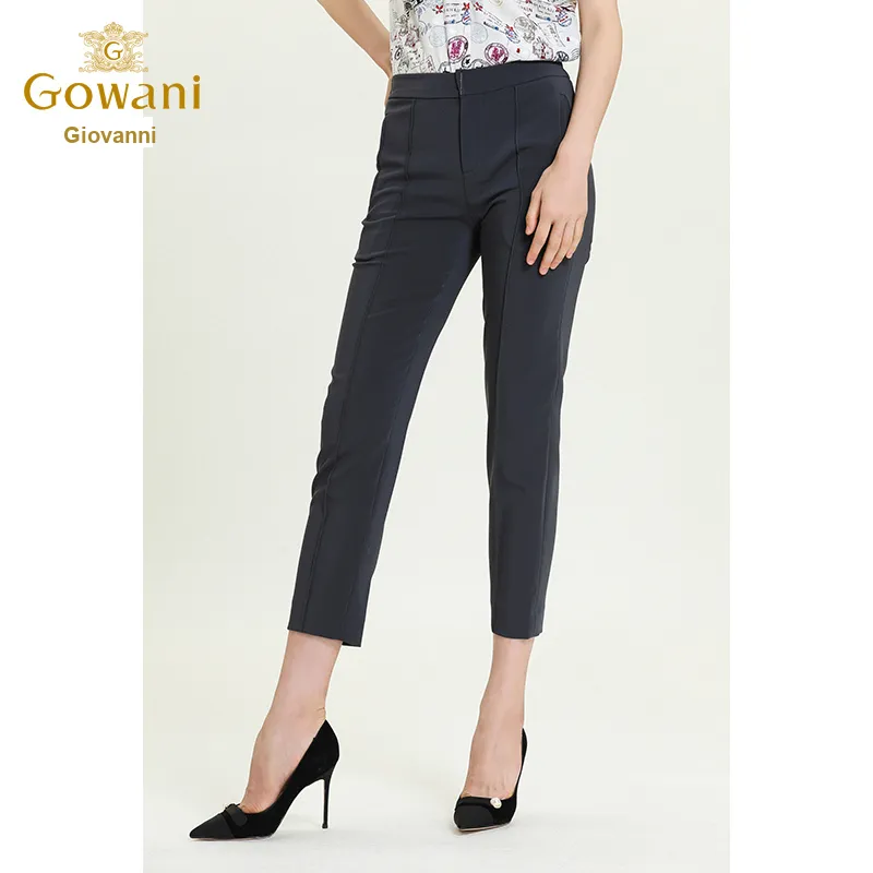 QIAOWANNI Casual Pants Women's Morandi Gray-4