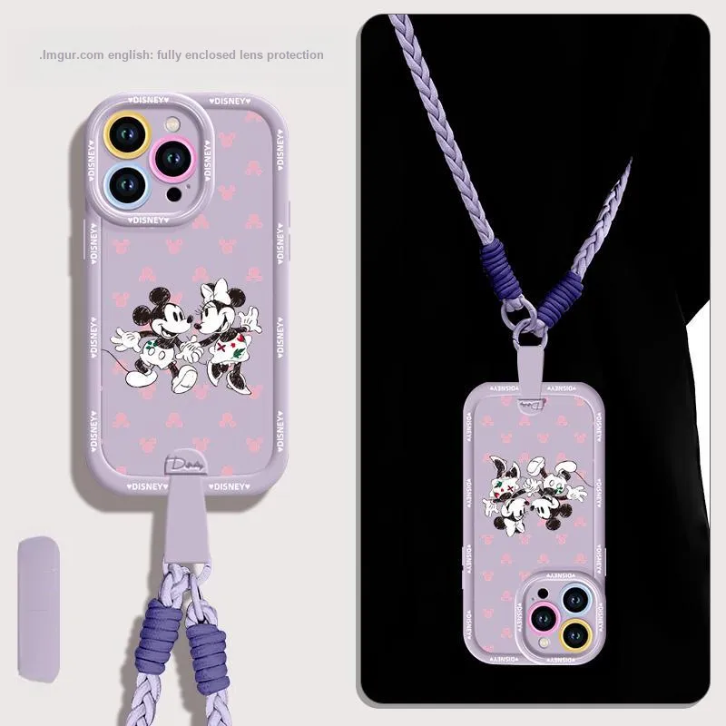 Disney Silicone Material Cute Crossbody Backpack Handheld Phone Cases Compatible With Apple 16/15/Plus/14/13/Pro/Max-19