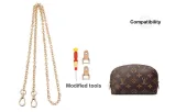 Monogram Makeup Bag with Pure Copper Flat Chain 60cm[Includes 1 Pair of Vegetable Tanned Leather Modified Buckle]