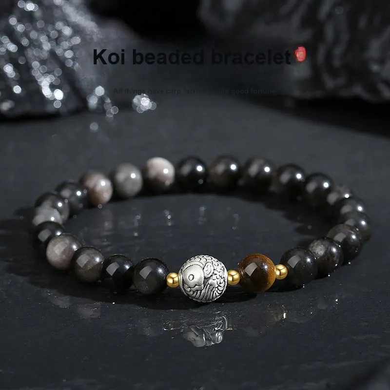 Regalrose Obsidian Jade Bracelets Unisex-1