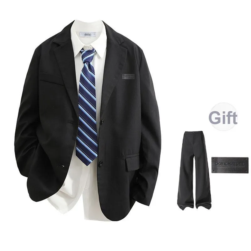 OGEK Business Suit Unisex Dark Gray Comes With White Shirt+Brooch-9