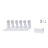 Milk White Blue Box+6 Pack (White-Crew Socks)