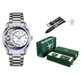 J8883G2 Silver Case White Dial[Genuine Green Box+Genuine Leather Strap]