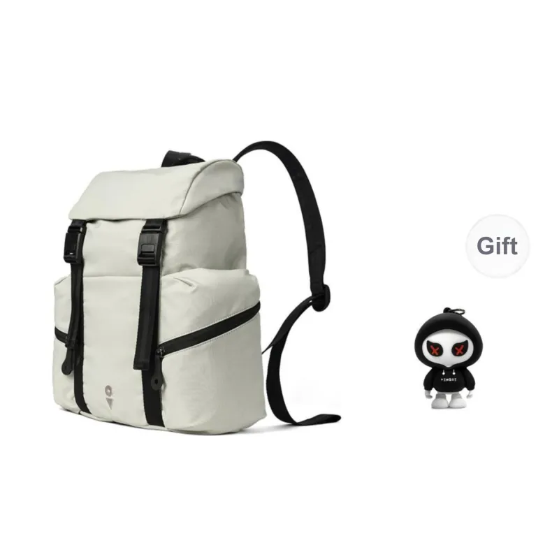 Venque Fabric Backpack Medium Size Unisex Black/Beige/Gray Green-5