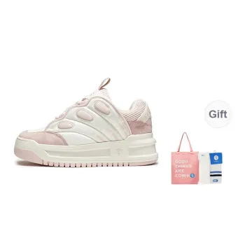 GONGJI Skateboard Shoes Women's Mid Top Pink White