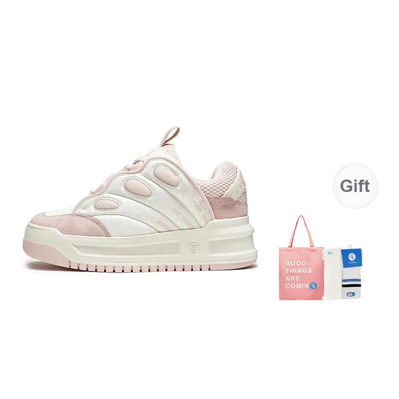 GONGJI Skateboard Shoes Women's Mid Top Pink White-0