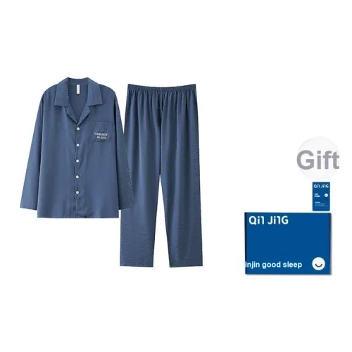 Qin Jing Пижамный комплект Мужской Небесно-голубой