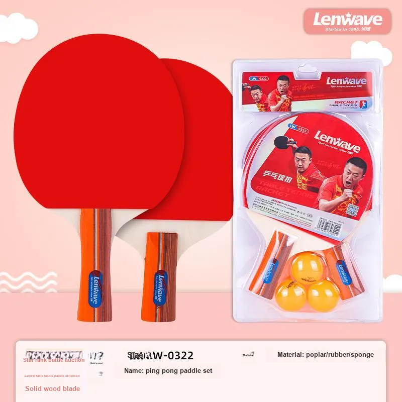 LENWAVE Ping Pong Paddles Unisex All Wood Red/Black-3