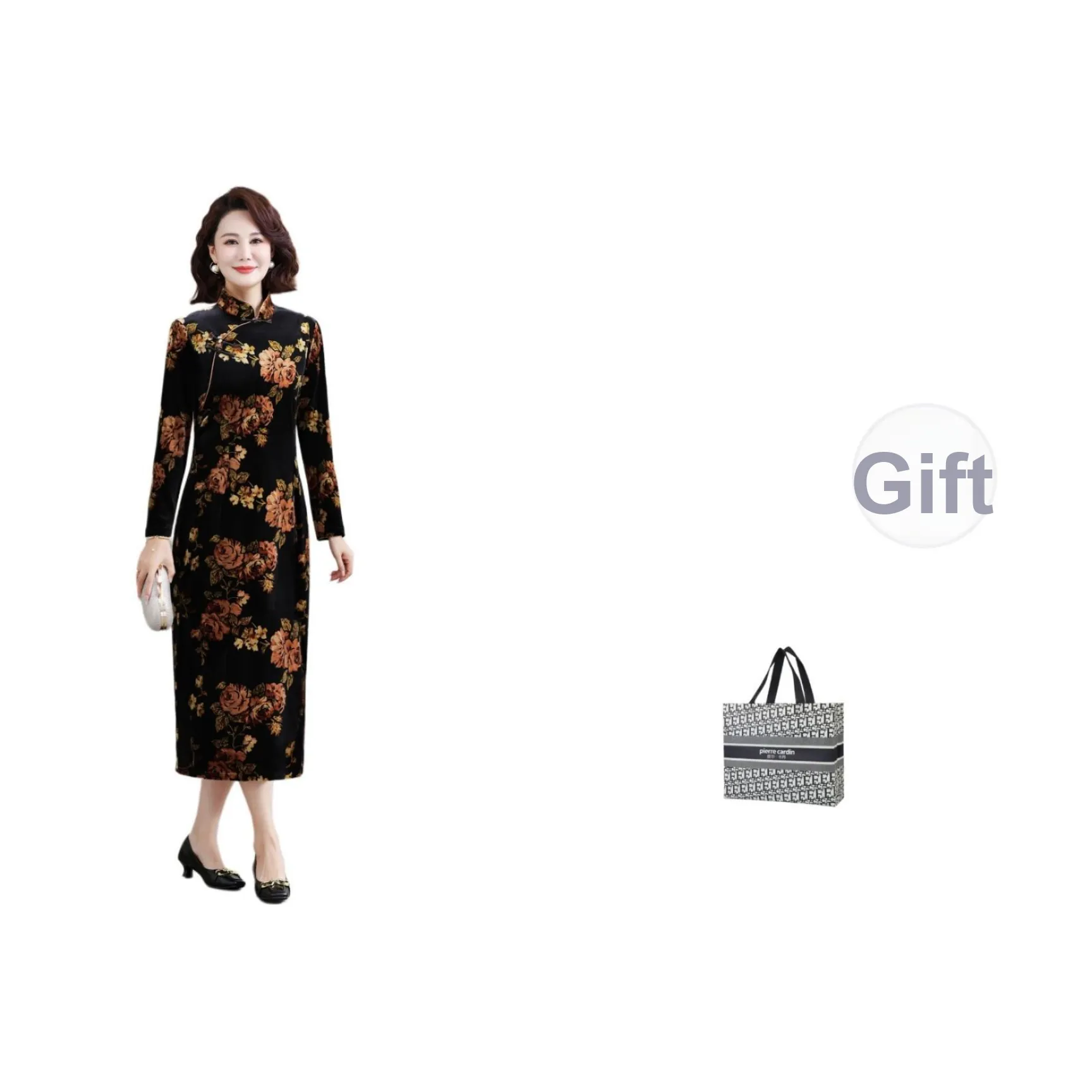 PIERRE CARDIN Длинное платье с длинными рукавами женское