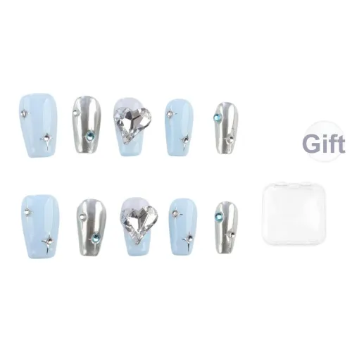 Song Biography Светло-синий лак для ногтей с премиальным эффектом False Nail короткий длина 20 мм