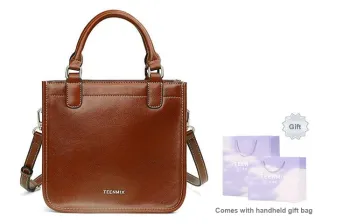 Teenmix Cow Leather Handbag, Shoulder Bag, Crossbody Bag, Bucket Bag Medium Size Women's Brown/Black/Green