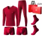 6 Pcs Gift Box Set (1 Long-Sleeved+1 Pants+2 Underpants+2 Socks) Thickened and Fleece-Lined/Celebration Burgundy