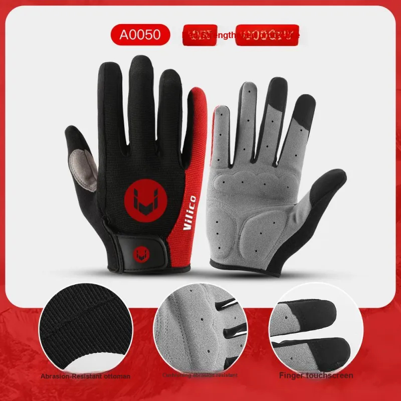 Cool Riding Treasure Riding Equipment Cycling Glove Unisex SBR Polyester M L XL Black, Red-4
