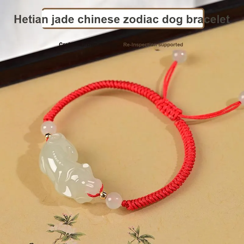 KUNYUYAO Hetian Jade Bracelets Pale Greenish White Jade Unisex-33