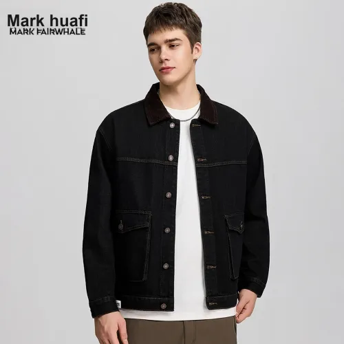 FAIRWHALE Синий Черный Унисекс Джинсовые Куртки