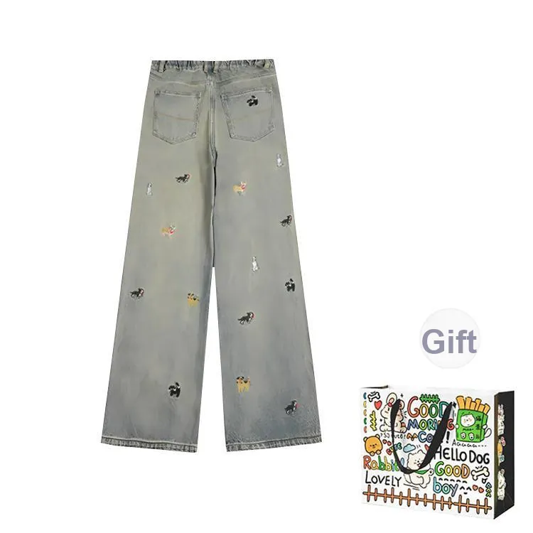 PZHK Jeans Women's Blue Pants Shopping Bag-1