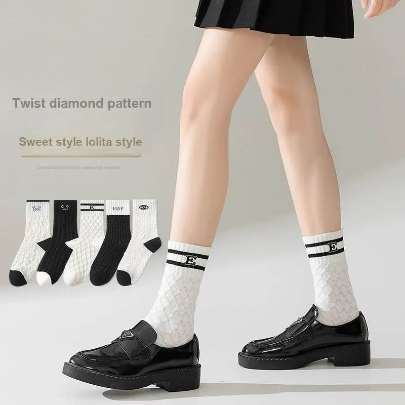 Lan Miao Mid Calf Socks Women's 5 Pack-8