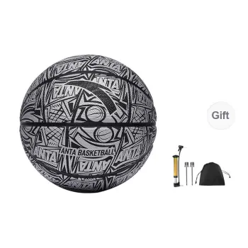 Anta Rubber Basketball All Over Print Black Size 5, Size 7 Training Competition Unisex