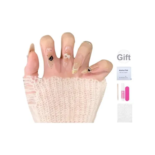 T Z Мультяшный Ручной Рисунок Щенок Французский False Nail Длинный Ледяной Прозрачный Градиентный Милый