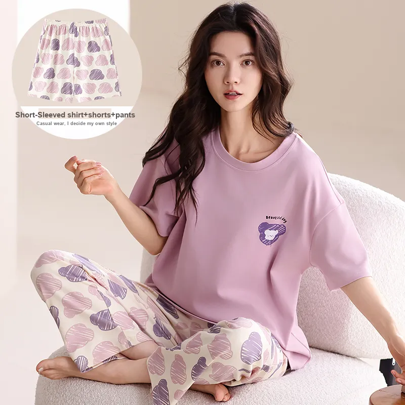 WANANNI Pajama Set Women's Pink Purple-1