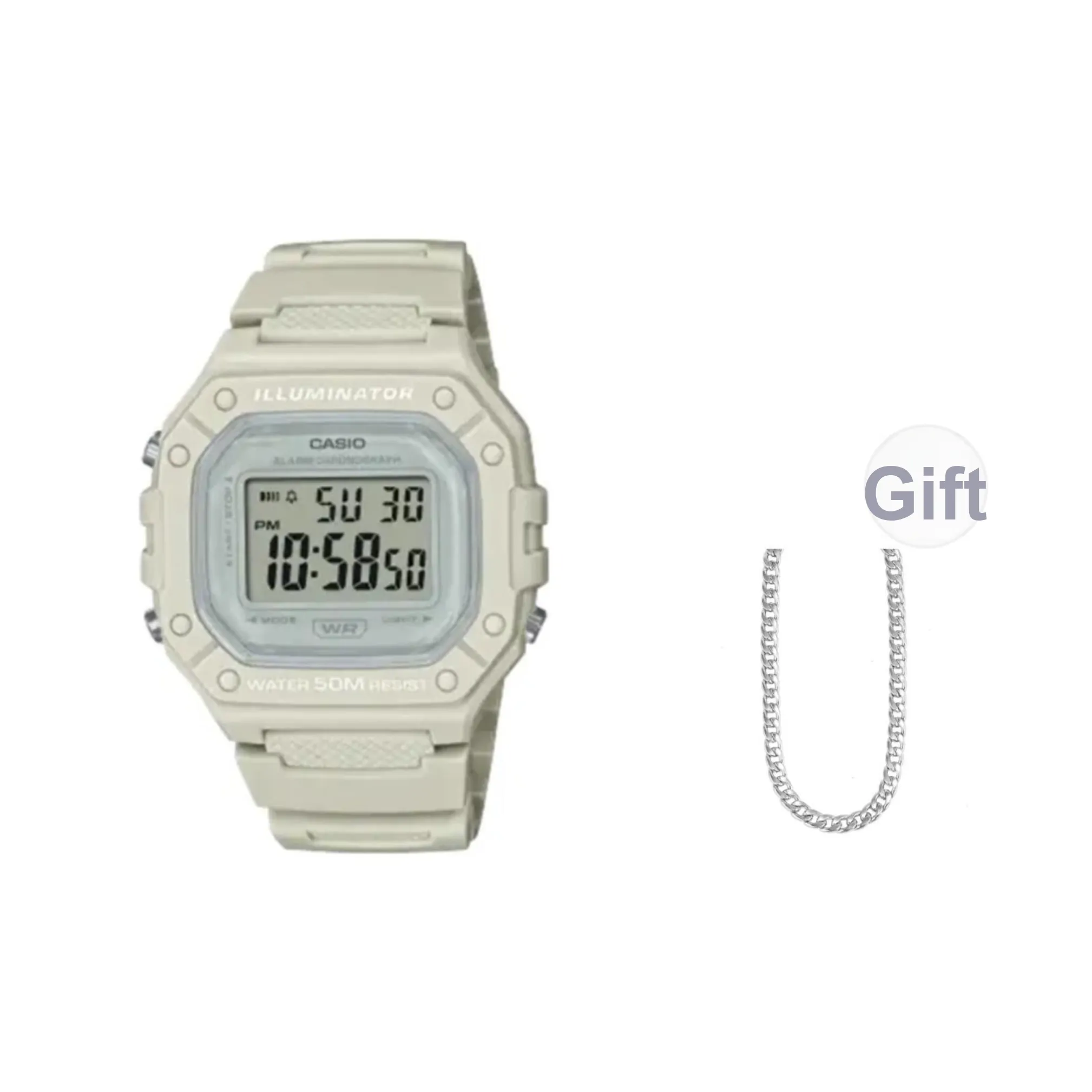 CASIO DIGITAL Series Кварцевый механизм Смольный ремешок Часы Унисекс Серый циферблат